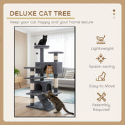 CARLA HOME 134cm Cat Tree Tower for Indoor Cats with Plush Perches, Dual Condos, Natural Sisal Scratching V178-36390