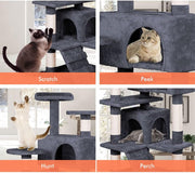 CARLA HOME 134cm Cat Tree Tower for Indoor Cats with Plush Perches, Dual Condos, Natural Sisal Scratching V178-36390