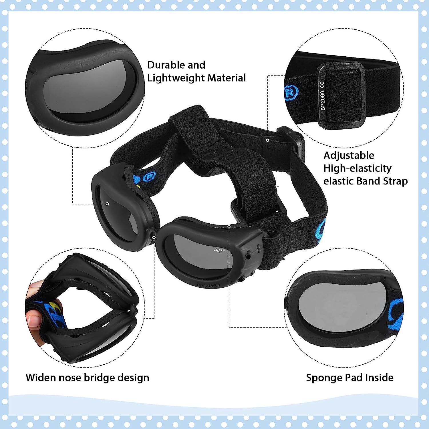 Dog Helmet Goggles, Small Size, Black V178-36391