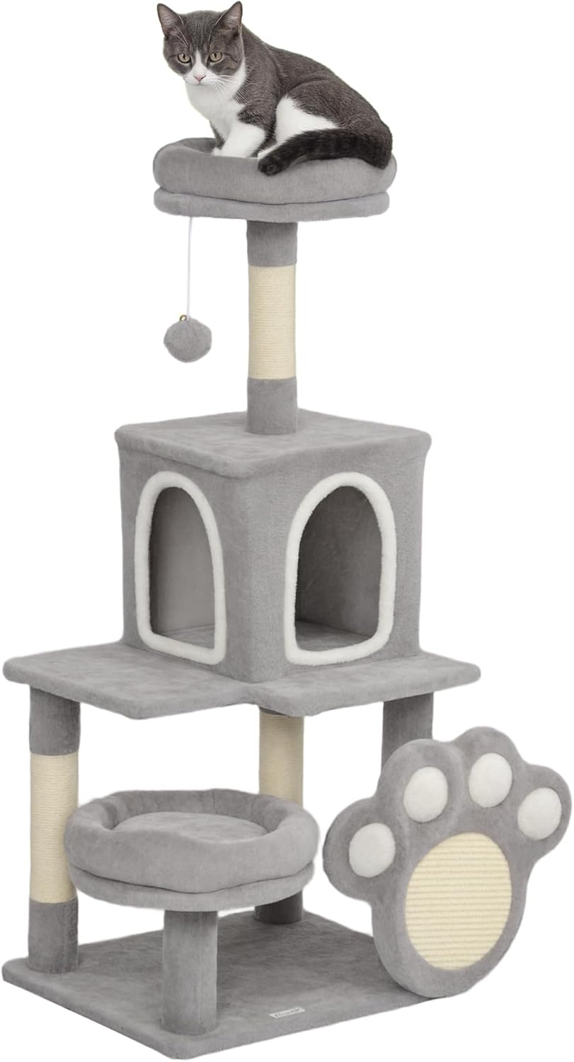 CARLA HOME Large Cat Tree Tower for Indoor Cats with Plush Perch, Cat Condo, Natural Sisal Scratching Posts, V178-36394