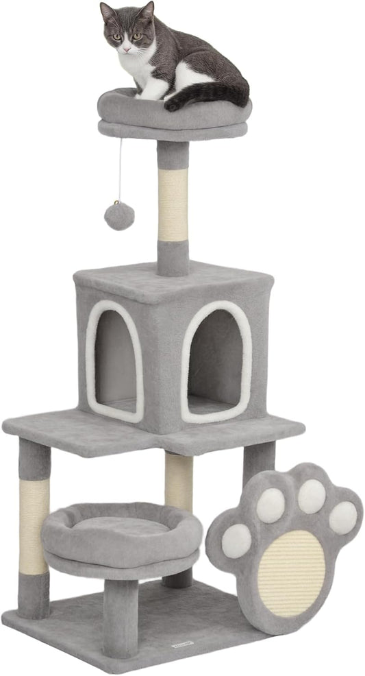 CARLA HOME Large Cat Tree Tower for Indoor Cats with Plush Perch, Cat Condo, Natural Sisal Scratching Posts, V178-36394