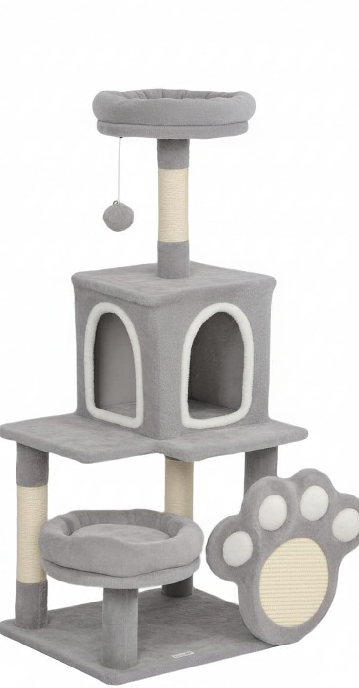 CARLA HOME Large Cat Tree Tower for Indoor Cats with Plush Perch, Cat Condo, Natural Sisal Scratching Posts, V178-36394