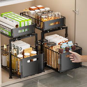 CARLA HOME 2-Tier Under Sink Organizer with Sliding Drawers & Height Adjustable for Kitchen Bathroom Cabinet V178-36395