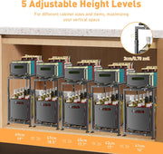 CARLA HOME 2-Tier Under Sink Organizer with Sliding Drawers & Height Adjustable for Kitchen Bathroom Cabinet V178-36395