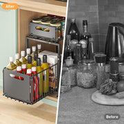 CARLA HOME 2-Tier Under Sink Organizer with Sliding Drawers & Height Adjustable for Kitchen Bathroom Cabinet V178-36395