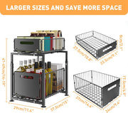 CARLA HOME 2-Tier Under Sink Organizer with Sliding Drawers & Height Adjustable for Kitchen Bathroom Cabinet V178-36395