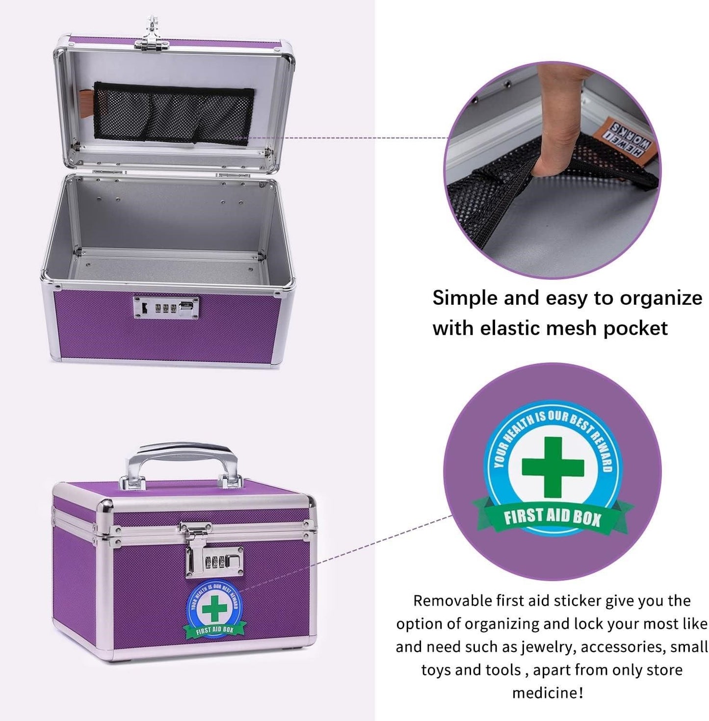 Locking Combination Medicine Box (Purple/Small) V178-36741