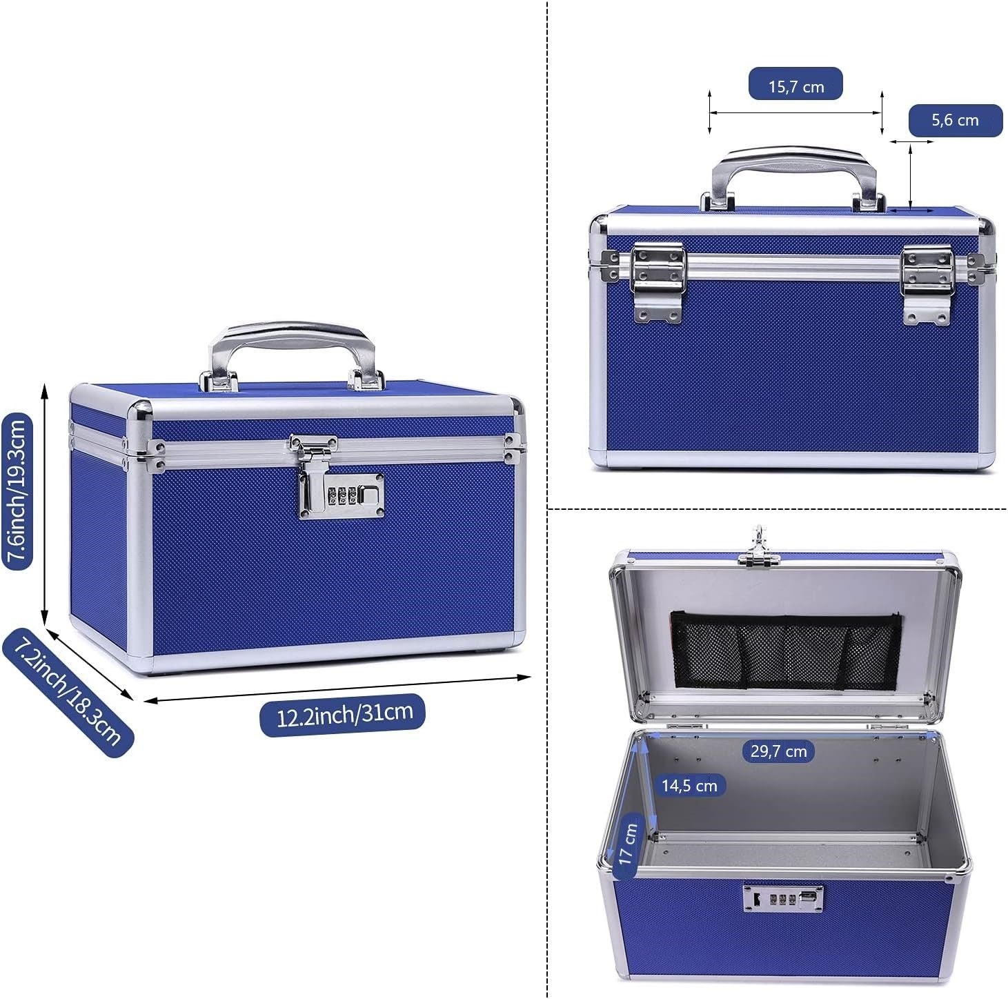 Locking Combination Medicine Box (Blue/Medium) V178-36811