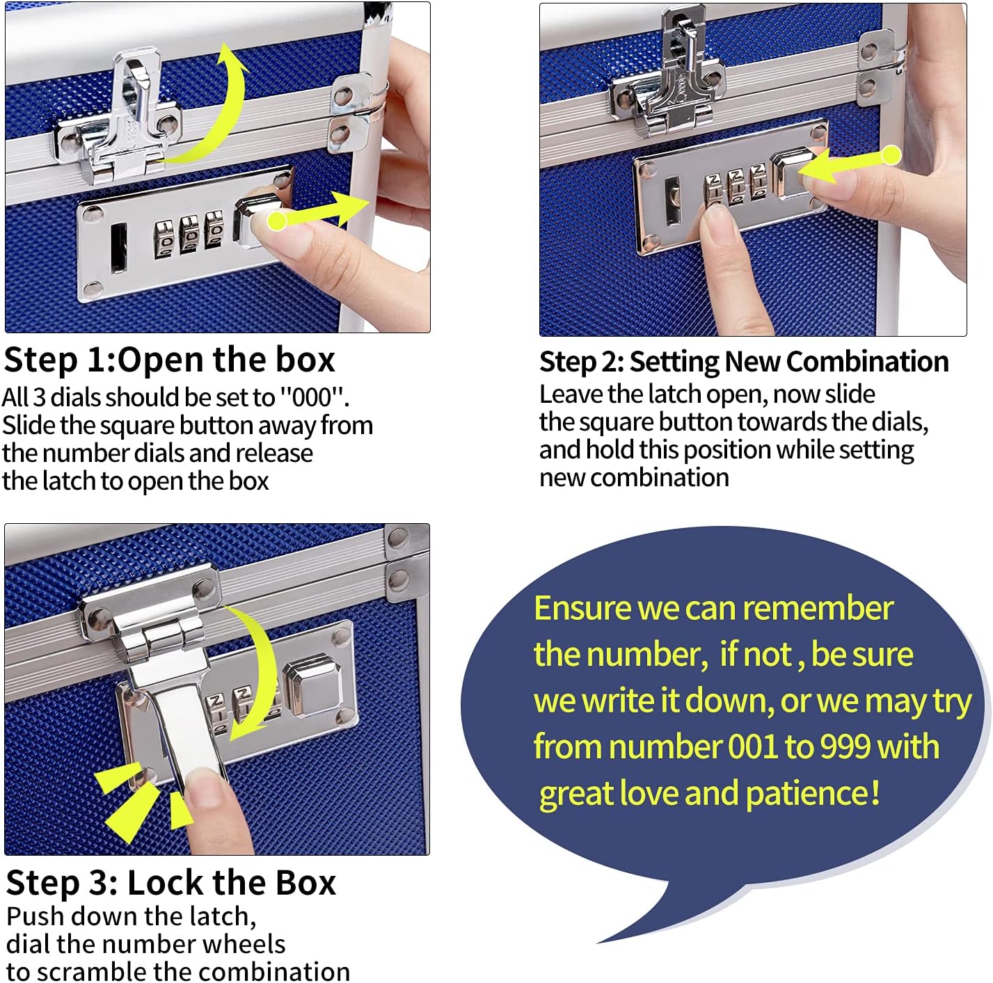 Locking Combination Medicine Box (Blue/Medium) V178-36811