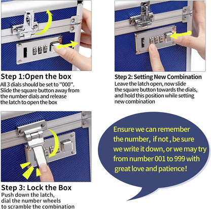 Locking Combination Medicine Box (Blue/Medium) V178-36811