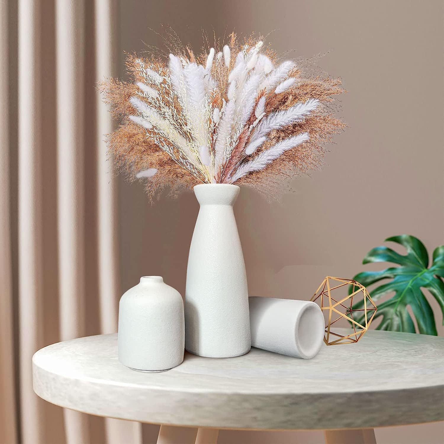 Ceramic Set of 3 Modern White Vases for Home Dcor V178-36902