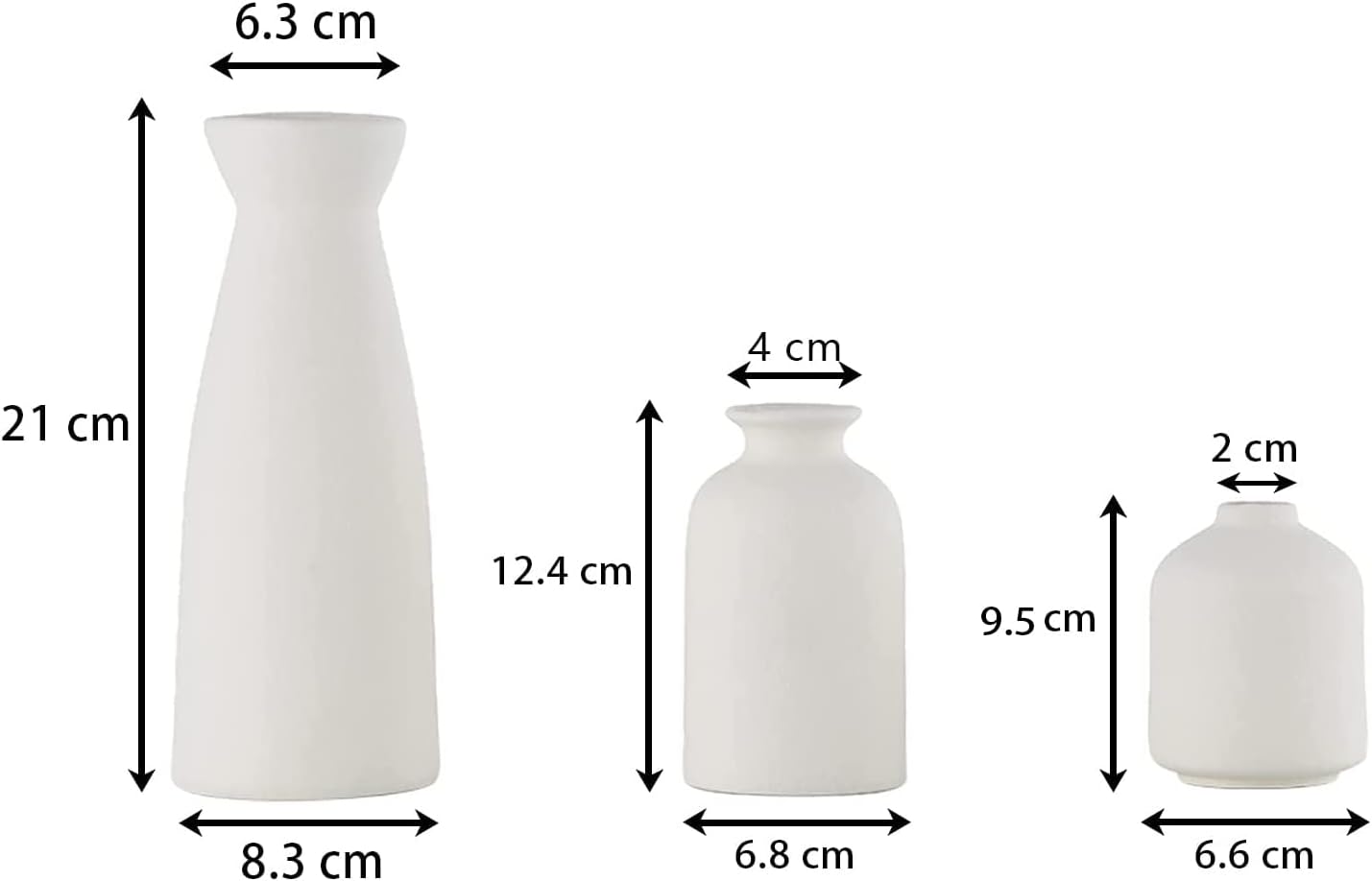 Ceramic Set of 3 Modern White Vases for Home Dcor V178-36902