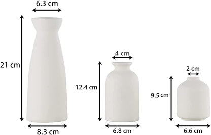 Ceramic Set of 3 Modern White Vases for Home Dcor V178-36902