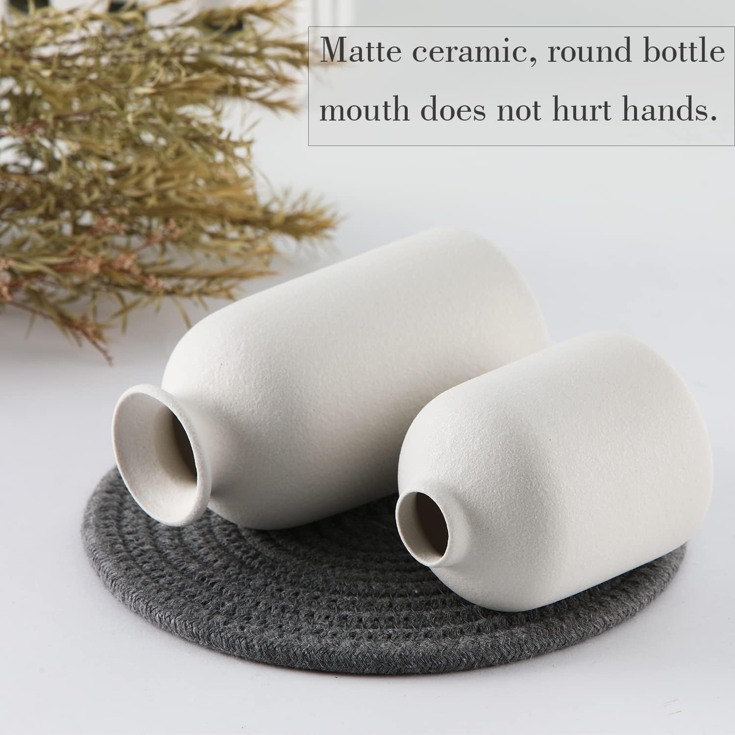 Ceramic Set of 3 Modern White Vases for Home Dcor V178-36902