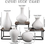 Ceramic Set of 5 White Vases for Home Dcor V178-36932