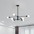 Modern Sputnik Chandelier, 8 Light, Black V178-37411