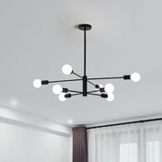 Modern Sputnik Chandelier, 8 Light, Black V178-37411