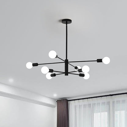 Modern Sputnik Chandelier, 8 Light, Black V178-37411