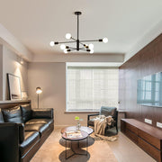 Modern Sputnik Chandelier, 8 Light, Black V178-37411