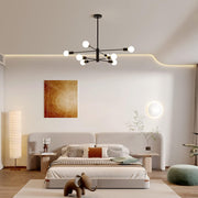 Modern Sputnik Chandelier, 8 Light, Black V178-37411