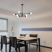 Modern Sputnik Chandelier, 8 Light, Black V178-37411