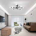 Modern Semi Flush Chandelier, 8 Light, Black V178-37587