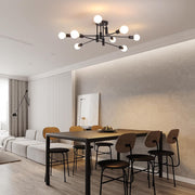 Modern Semi Flush Chandelier, 8 Light, Black V178-37587