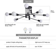 Modern Semi Flush Chandelier, 8 Light, Black V178-37587