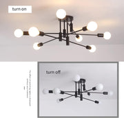Modern Semi Flush Chandelier, 8 Light, Black V178-37587
