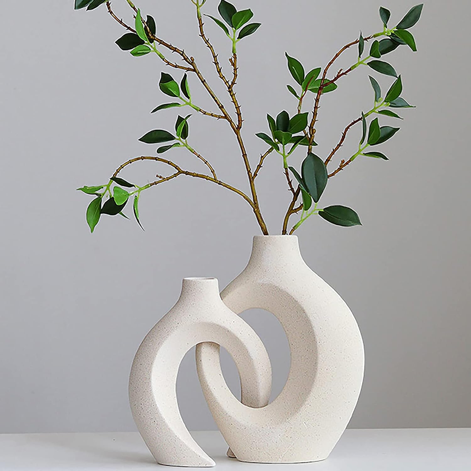 Ceramic Set of 2 Creative White Vases for Home Decor V178-38052