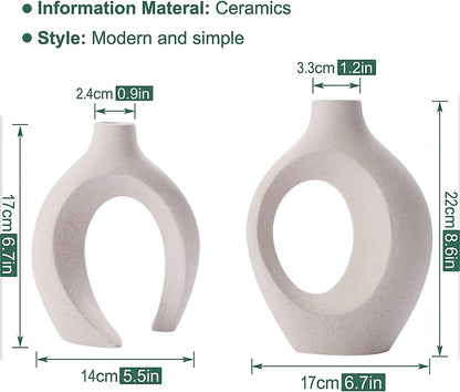 Ceramic Set of 2 Creative White Vases for Home Decor V178-38052