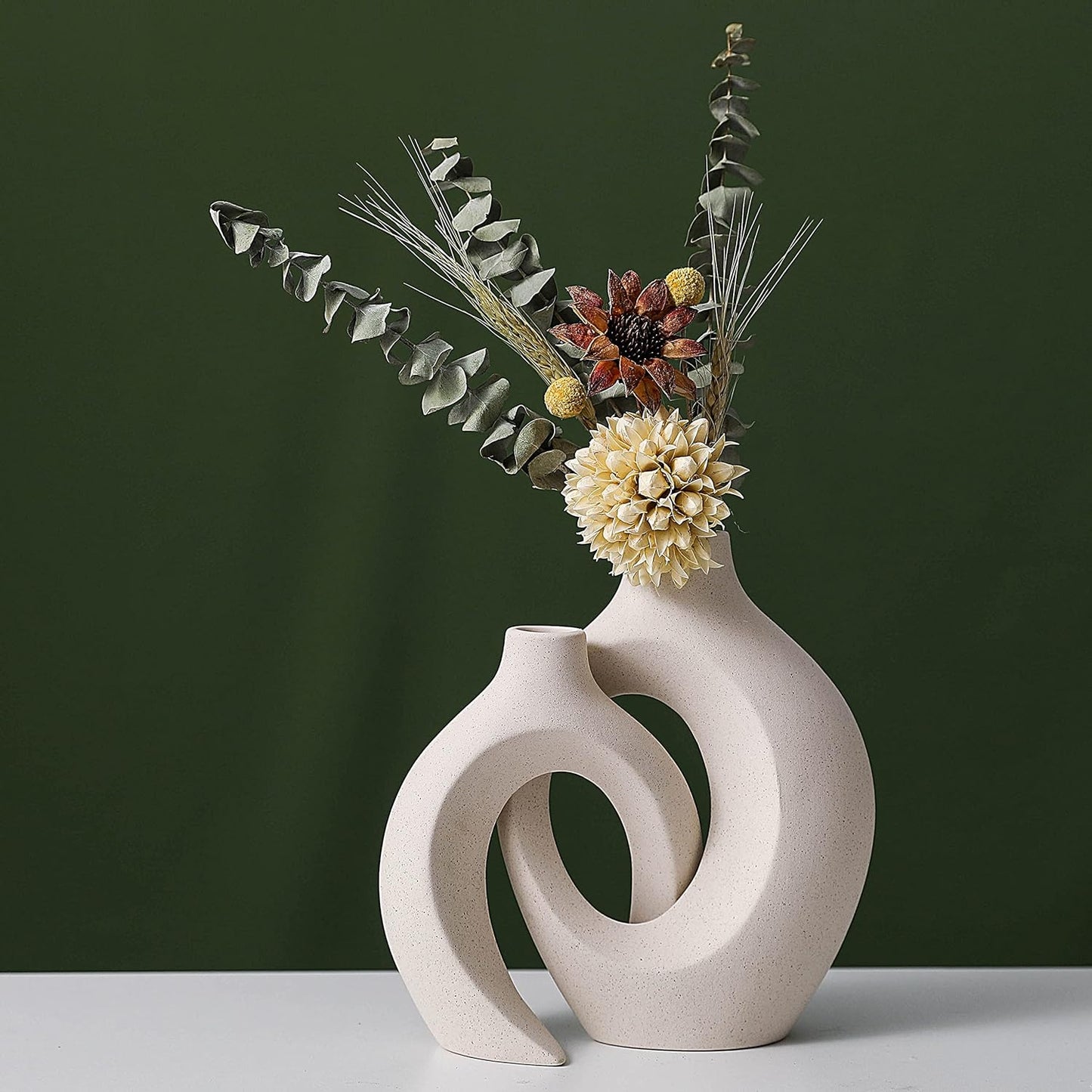 Ceramic Set of 2 Creative White Vases for Home Decor V178-38052