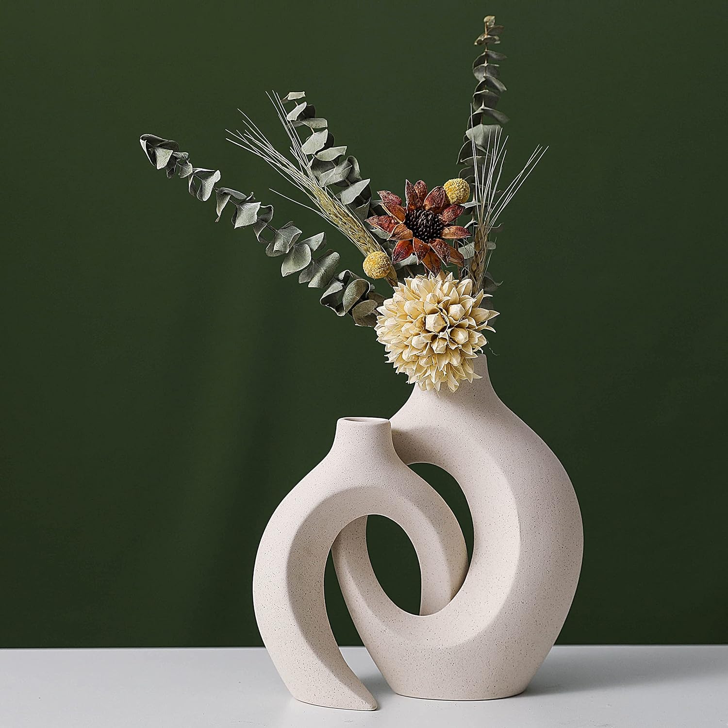 Ceramic Set of 2 Creative White Vases for Home Decor V178-38052