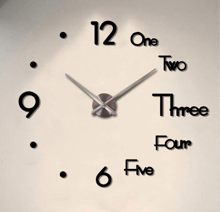 DIY Wall Clock Modern Frameless Large 3D Wall Watch Giant Roman Numerals for Home Living Room and Bedroom V178-38412