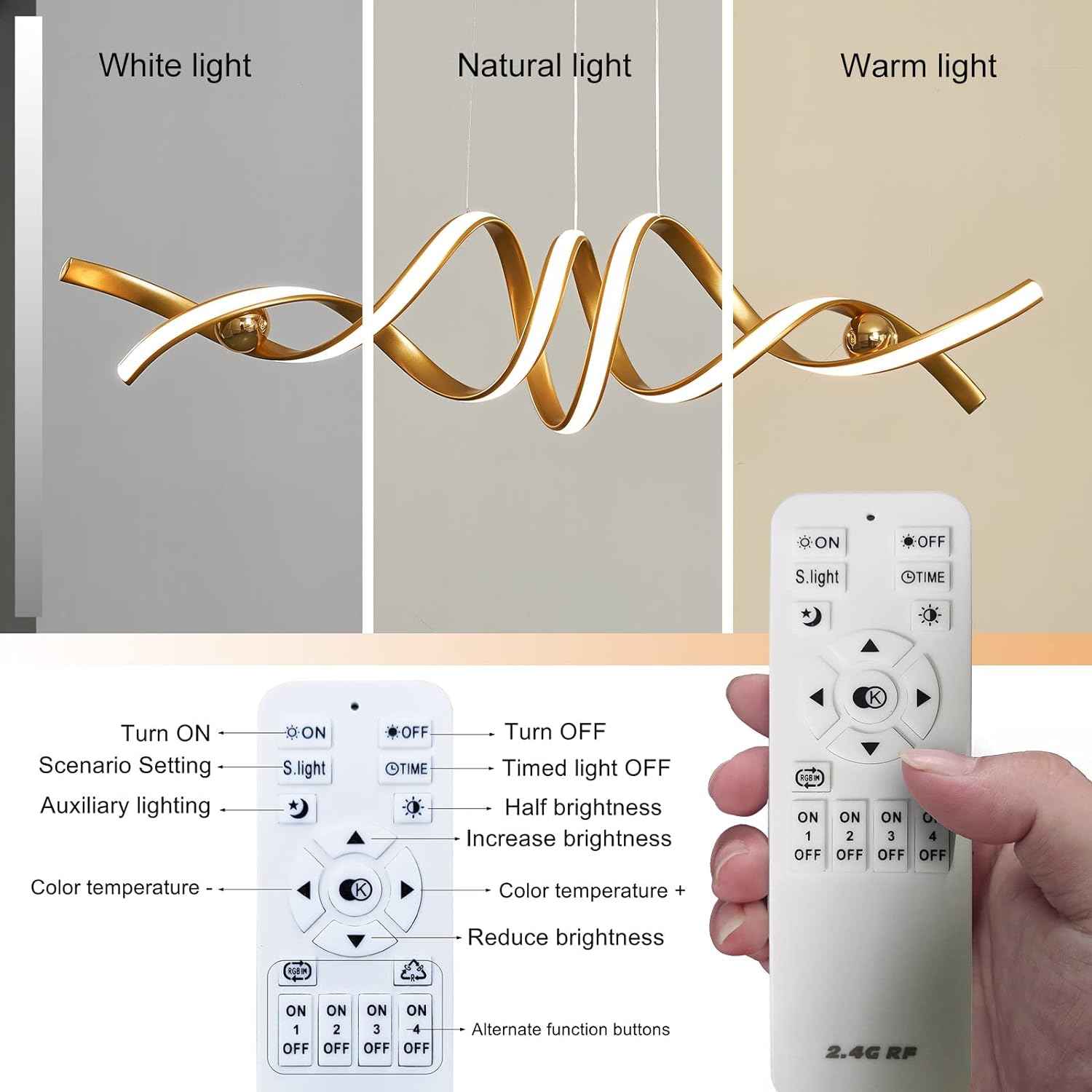 Modern LED Ceiling Chandelier 75W Smart-Lamp (Golden Pendent Light) V178-38737