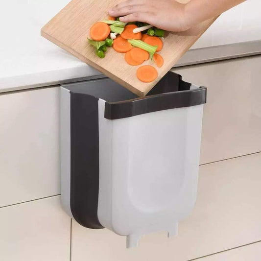 Hanging Trash Can Collapsible Small Garbage Waste Bin for Kitchen Cabinet Door (Grey) V178-40996