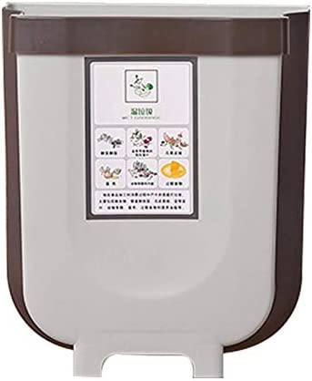 Hanging Trash Can Collapsible Small Garbage Waste Bin for Kitchen Cabinet Door (Grey) V178-40996