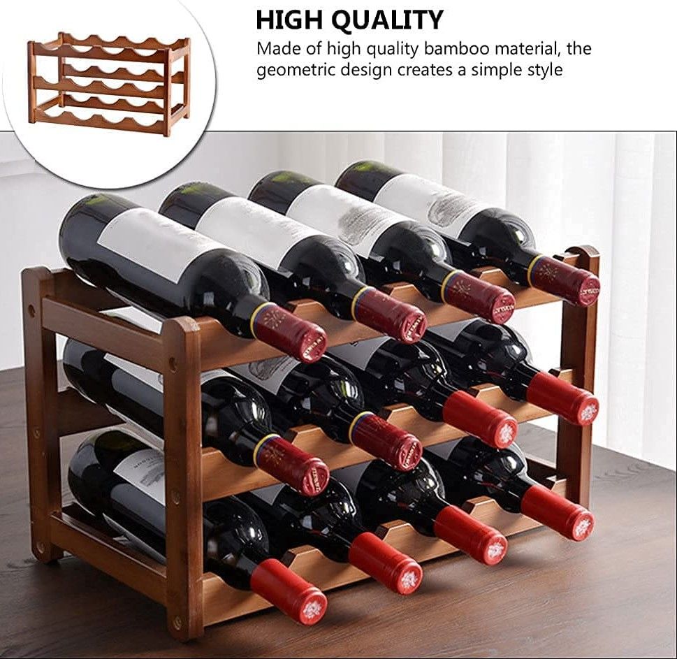 3-layer Bamboo Wine Storage Rack (12 bottles) V178-43802