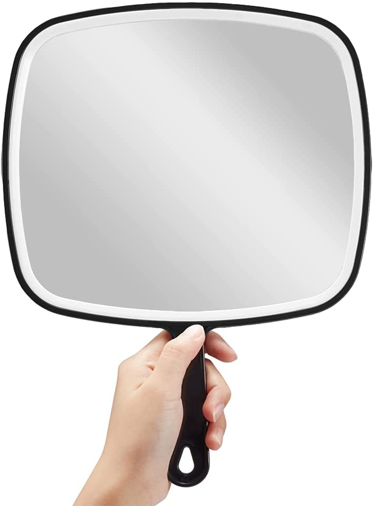 Extra Large Black Handheld Mirror with Handle (31,5 x 23 cm) V178-43901