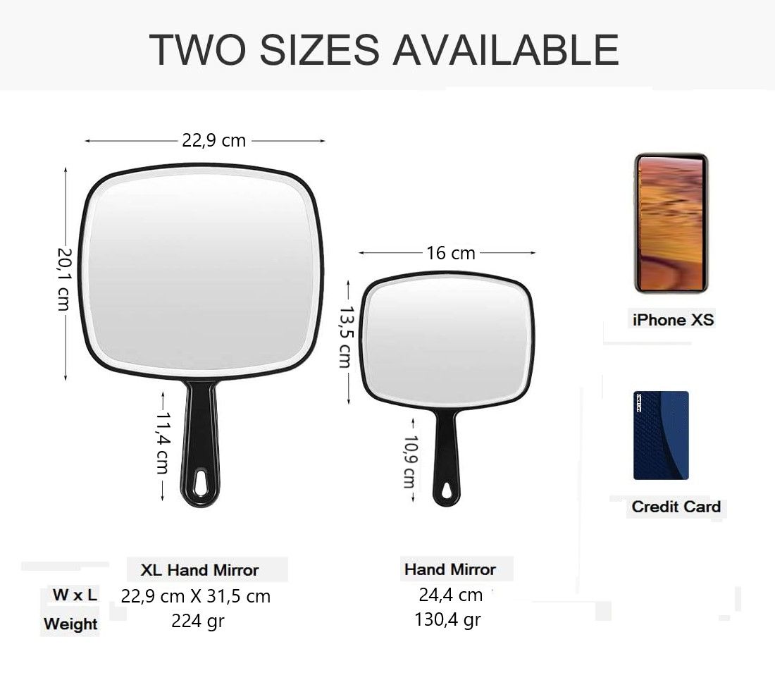 Extra Large Black Handheld Mirror with Handle (31,5 x 23 cm) V178-43901
