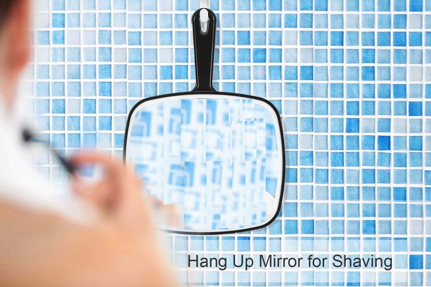 Extra Large Black Handheld Mirror with Handle (31,5 x 23 cm) V178-43901