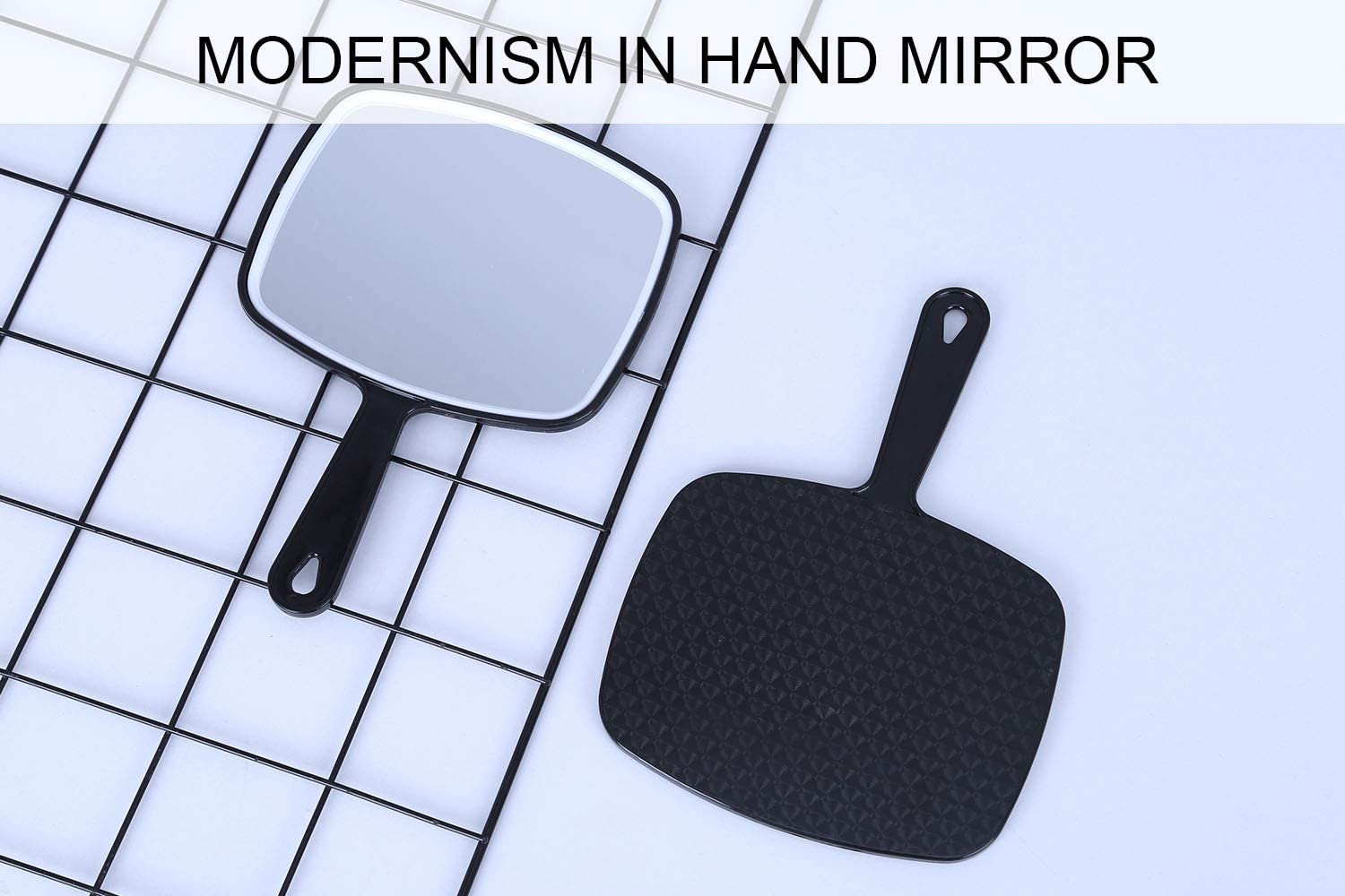 Extra Large Black Handheld Mirror with Handle (31,5 x 23 cm) V178-43901