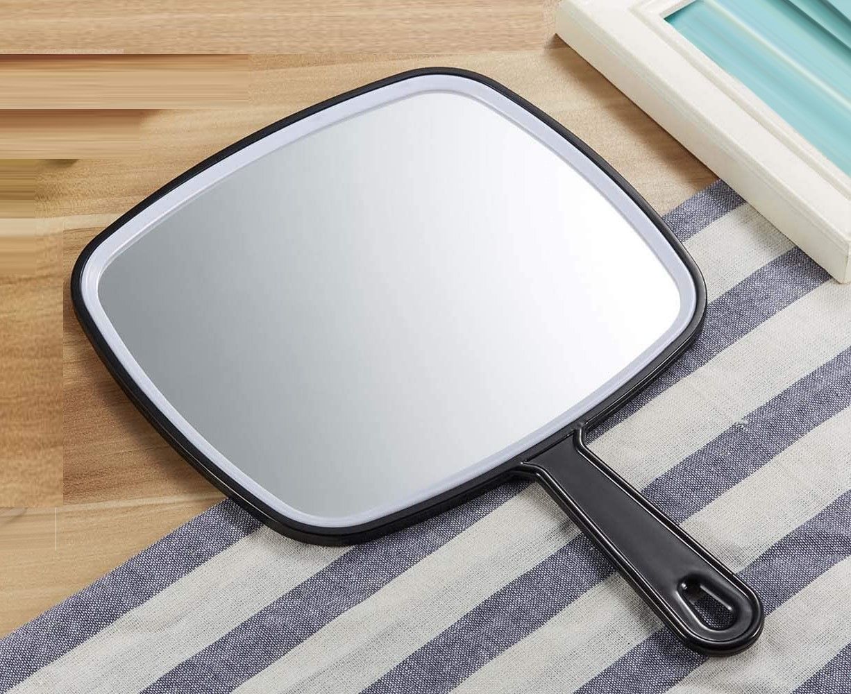 Extra Large Black Handheld Mirror with Handle (31,5 x 23 cm) V178-43901