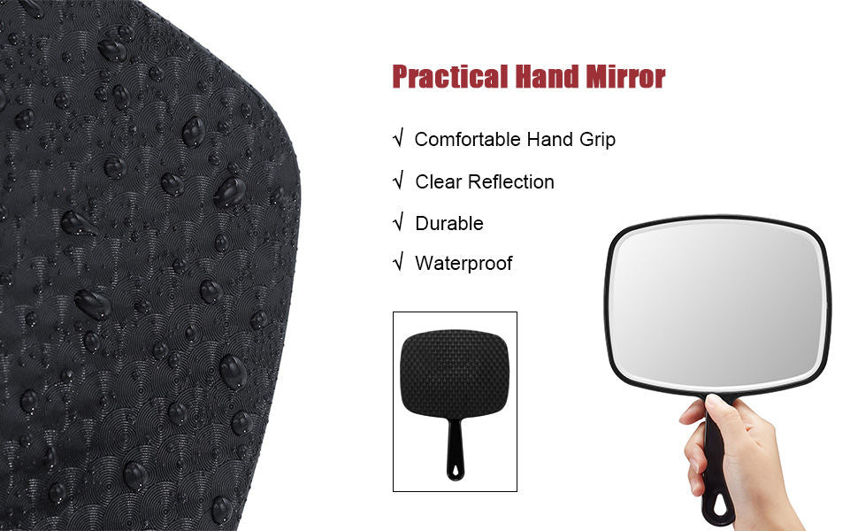 Extra Large Black Handheld Mirror with Handle (31,5 x 23 cm) V178-43901