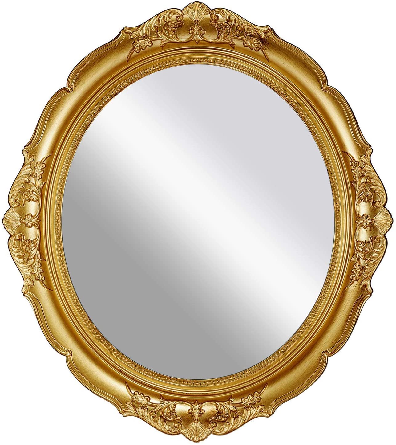 Oval Antique Vintage Hanging Wall Mirror for Bedroom and Livingroom (Gold, 38 x 33 cm) V178-44236