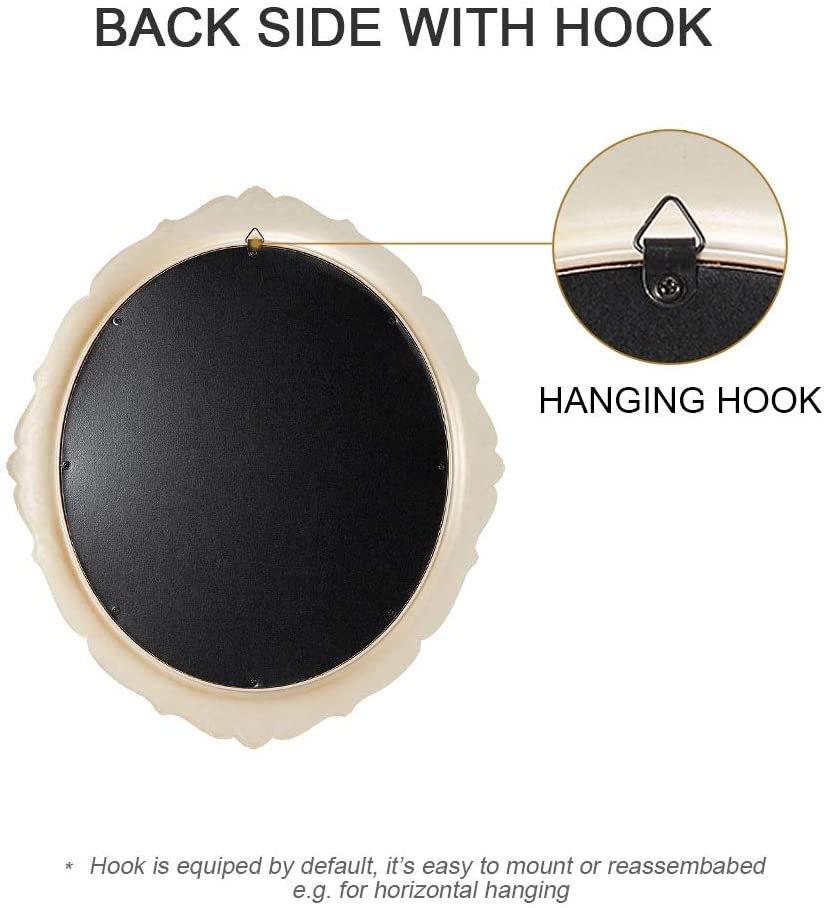 Oval Antique Vintage Hanging Wall Mirror for Bedroom and Livingroom (Gold, 38 x 33 cm) V178-44236