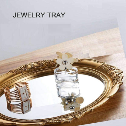 Oval Antique Vintage Hanging Wall Mirror for Bedroom and Livingroom (Gold, 38 x 33 cm) V178-44236