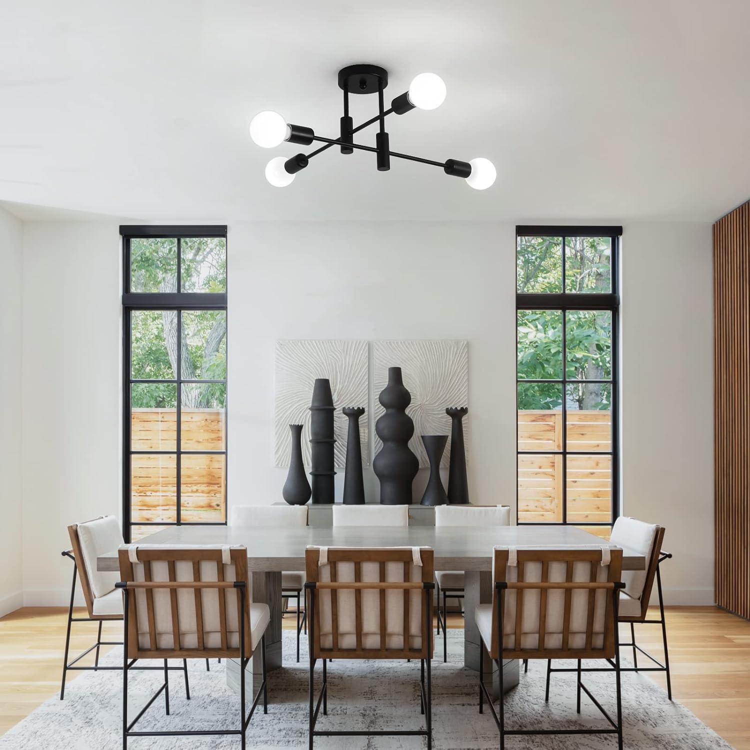 Mid Century Chandelier Modern, 4-Light V178-44801