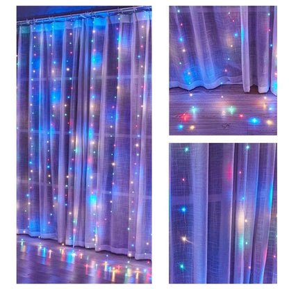 300 LEDs Window Curtain Fairy Lights 8 Modes and Remote Control for Bedroom (Multicolor, 300 x 300cm) V178-49774