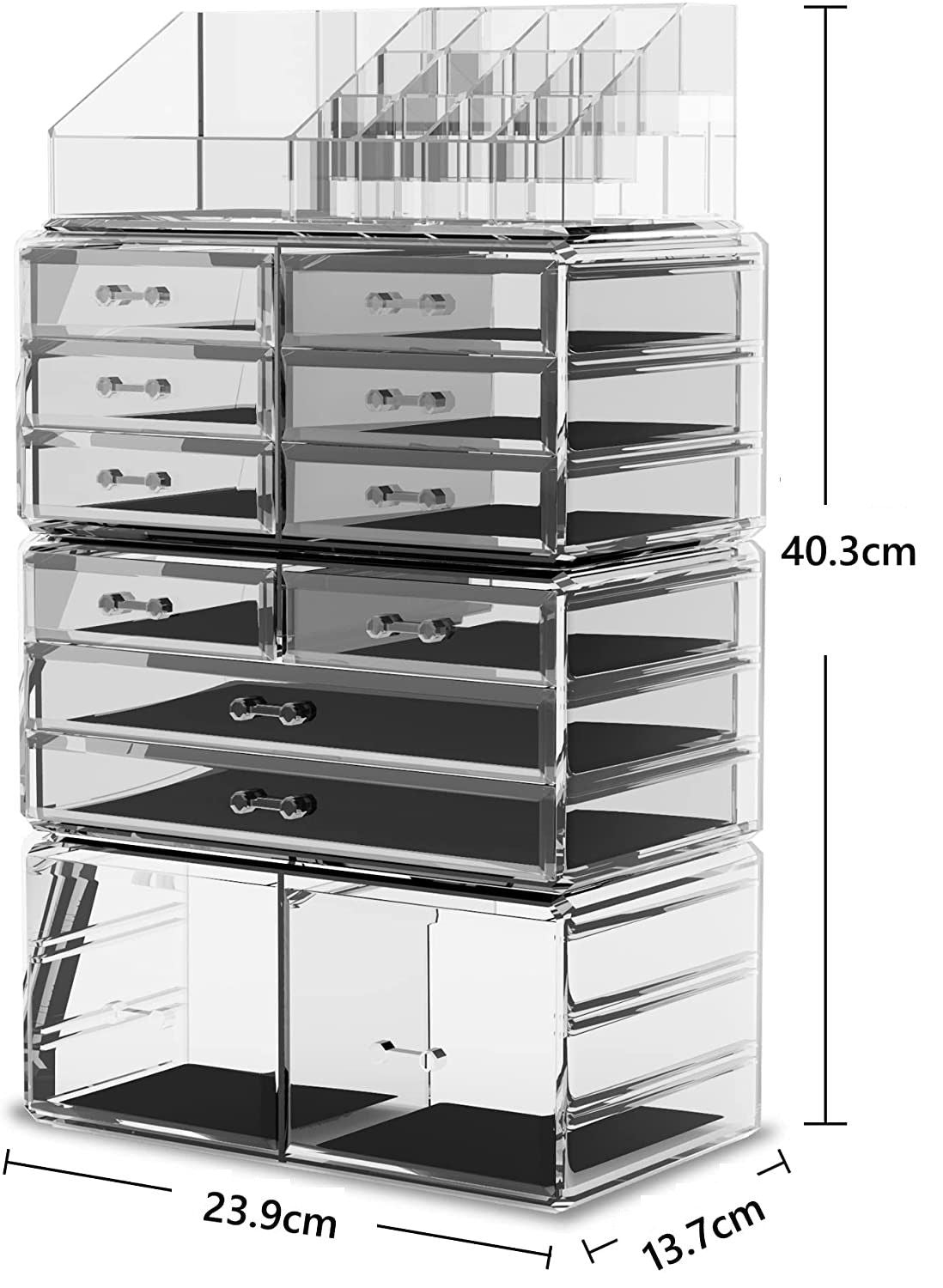 Makeup Cosmetic Organizer Storage with 12 Drawers Display Boxes (Clear) V178-52588
